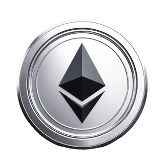 The Ethereum (ETH) coin shown in a floating graphic element